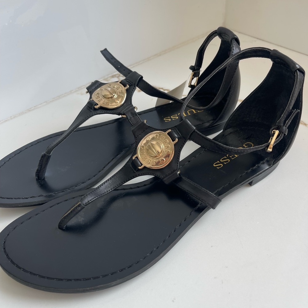 Guess leather black sandals size 9.5 NWT